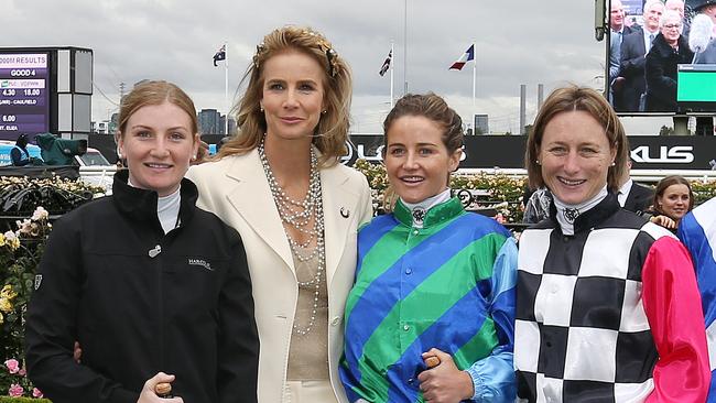 Jamie Kah with actor Rachel Griffiths and Michelle Payne and Linda Meech. Pic: Michael Klein