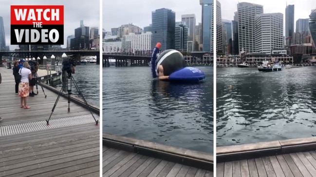 Giant snorkeller in Darling Harbour