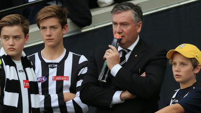 Eddie McGuire and his sons after the game. Picture: Wayne Ludbey