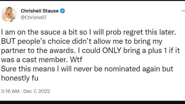 Chrishell sent this tweet while she was ‘on the sauce’.