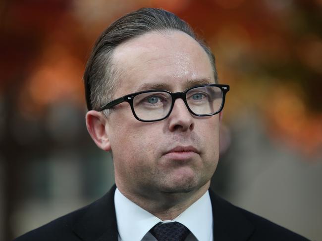 Qantas CEO Alan Joyce at a press conference at Parliament House in Canberra. Picture Kym Smith