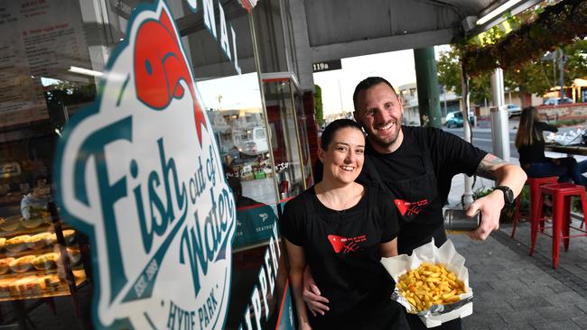 Fish Out Of Water owners Kate Symons and Chris Thompson have claimed fishy behaviour after missing out on top spot at this year’s Fish &amp; Chip Awards. Picture: Keryn Stevens