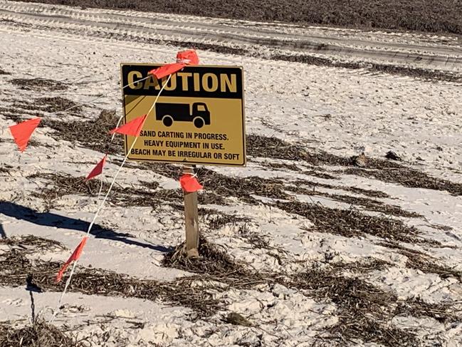 Sand carting at Semaphore. Pic: PAULA THOMPSON