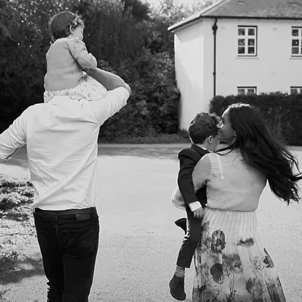 Harry and Meghan carry their children up the driveway to Frogmore Cottage. Picture: Netflix