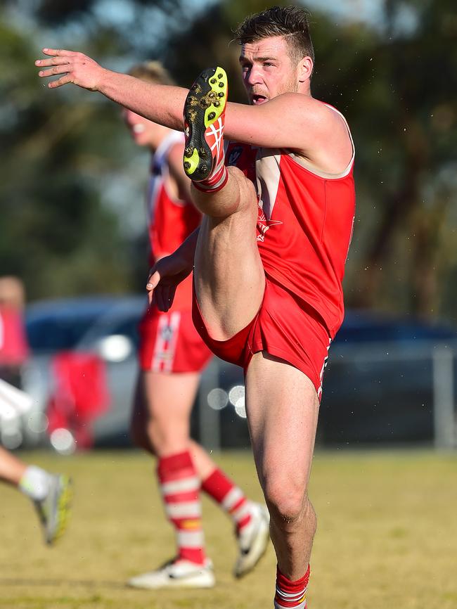 Luke Tapscott booted five goals for Sorrento on Saturday. Picture: Derrick den Hollander