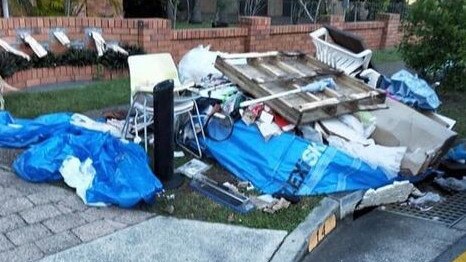 Photos of garbage left outside a Biggera Waters home due to a Gold Coast illegal dumping spot. Photo: Supplied