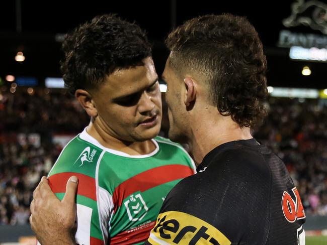 (L-R) Latrell Mitchell and Nathan Cleary.