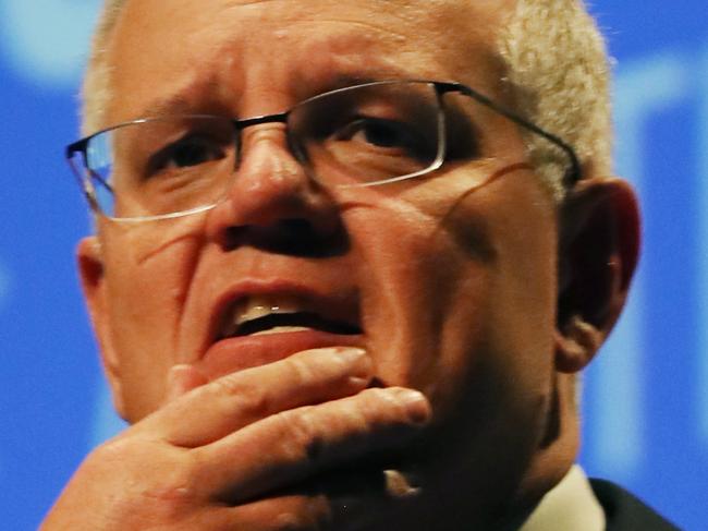 MELBOURNE, AUSTRALIA - NewsWire Photos, NOVEMBER 10, 2021. Prime Minister Scott Morrison addresses the Victorian Chamber of Commerce and Industry. Picture: NCA NewsWire / David Crosling