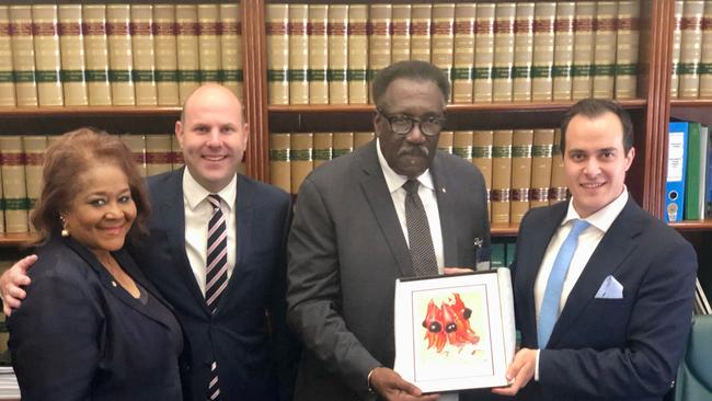 Bertha Joseph, Sam Duluk, Clive Lloyd and Vincent Tarzia at Parliament House.