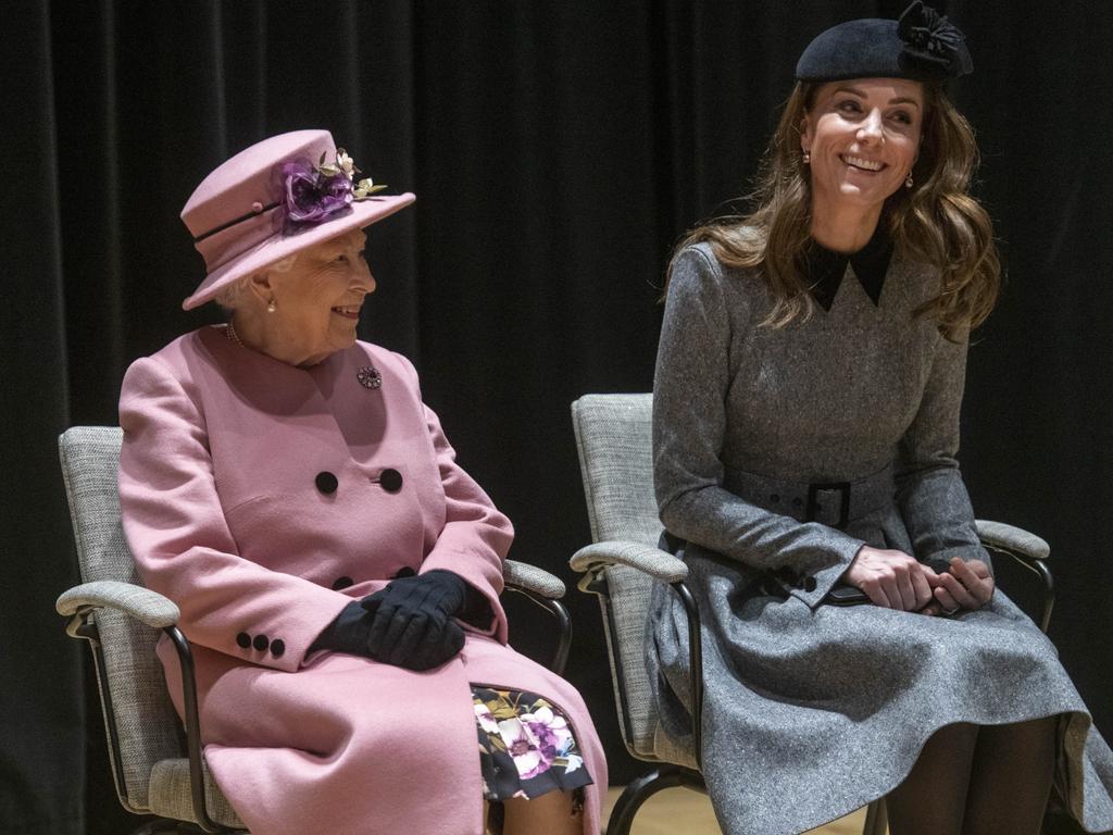 The Queen and Kate on their first official engagement. Picture: Paul Grover — WPA Pool/Getty Images