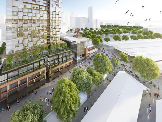 An artist’s image of the proposed Munro site redevelopment next to Queen Victoria Market. Picture Supplied