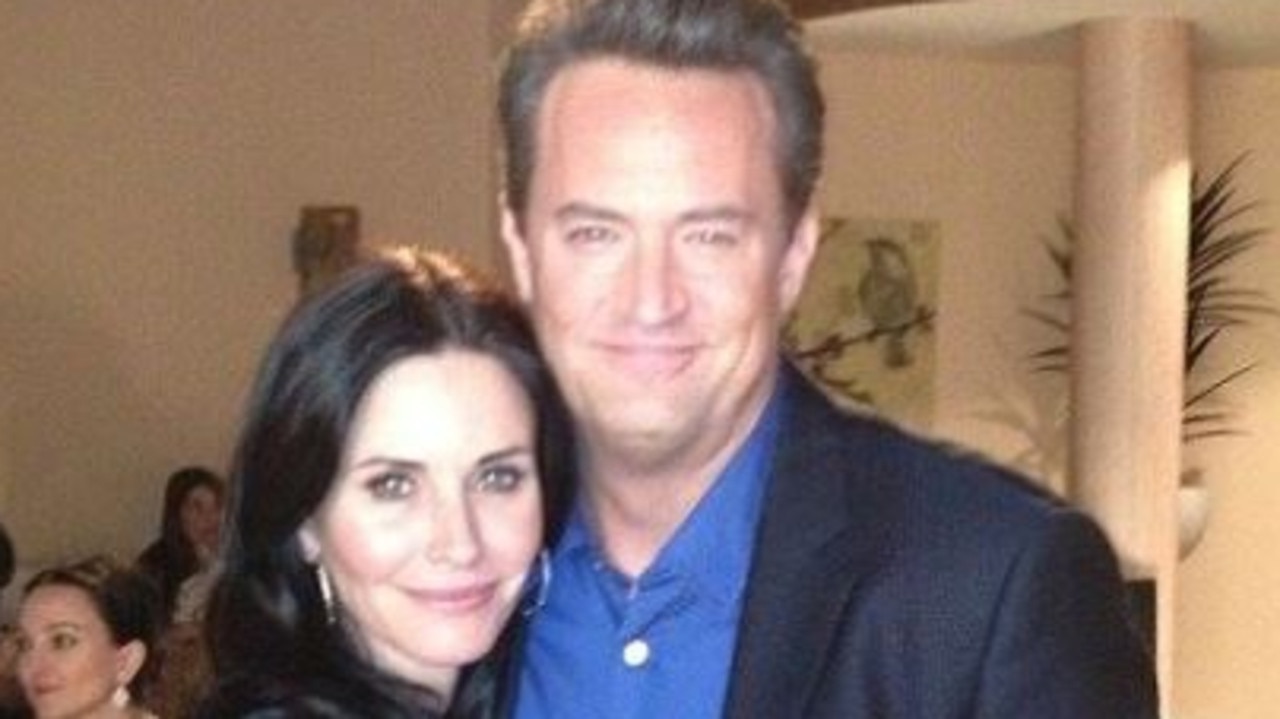 Perry played popular Chandler on Friends, pictured here with on-screen wife Monica (Courtney Cox). Picture: Supplied 