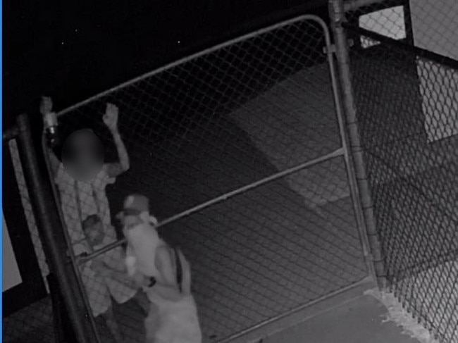 A still from CCTV footage of the Walker Road Sporting Precinct break-in on April 30, 2025. Picture: Supplied by Keiren O’Brien