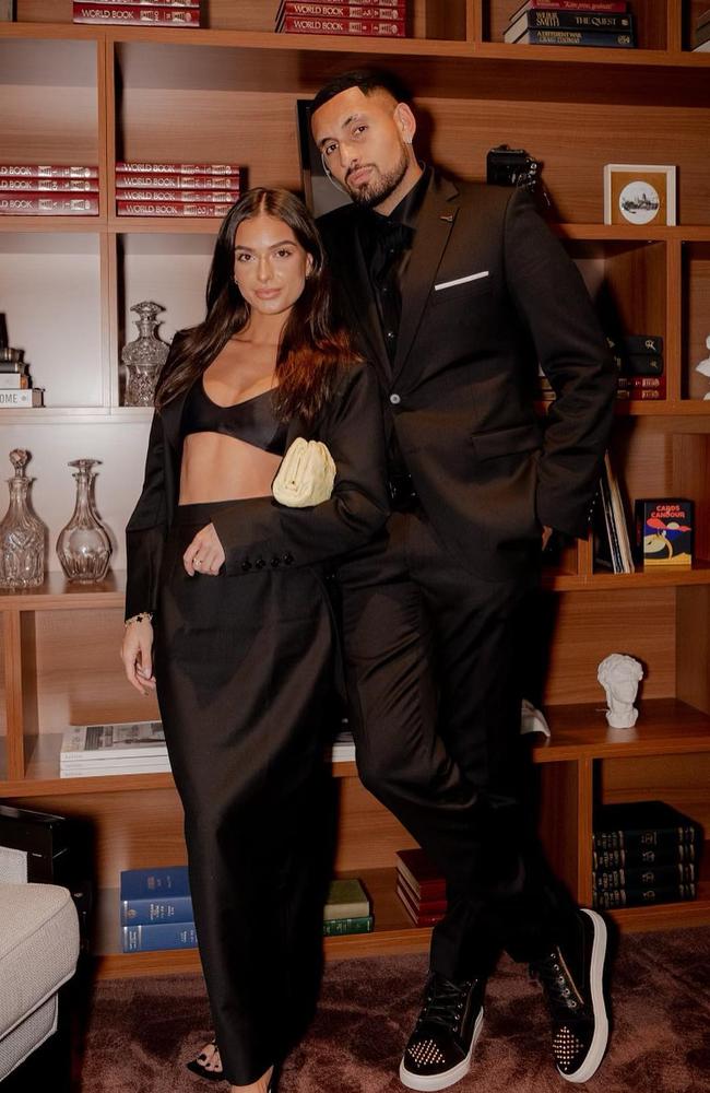 Nick Kyrgios pictured with ex-girlfriend Costeen Hatzi on their Instagram accounts. Source: Instagram