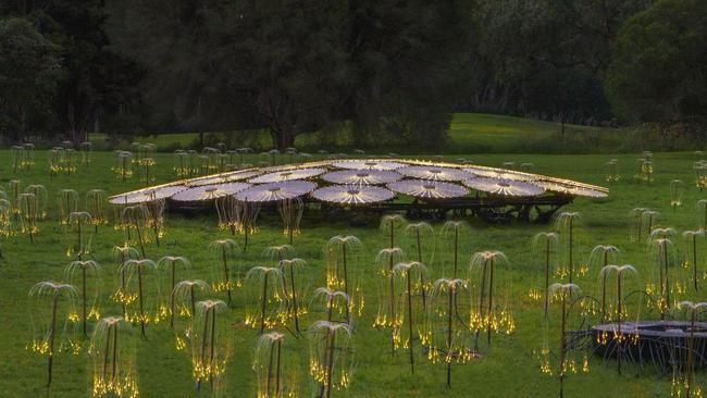 Installation view of From Sunrise Road, by Bruce Munro. Heide Museum of Modern Art 2022. Picture: John Gollings