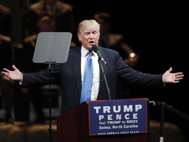 Republican presidential candidate Donald Trump gestures as he speaks during a campaign rally Thursday, Nov. 3, 2016, in Selma, N.C. (AP Photo/John Bazemore)