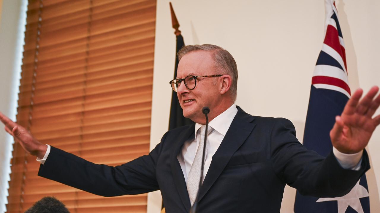 Prime Minister Anthony Albanese addresses the Labor Party Caucus at Parliament House on Monday. Picture: NCA NewsWire / Martin Ollman