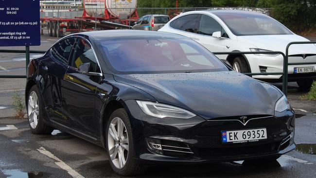 A Model S Tesla parked in Oslo, Norway.