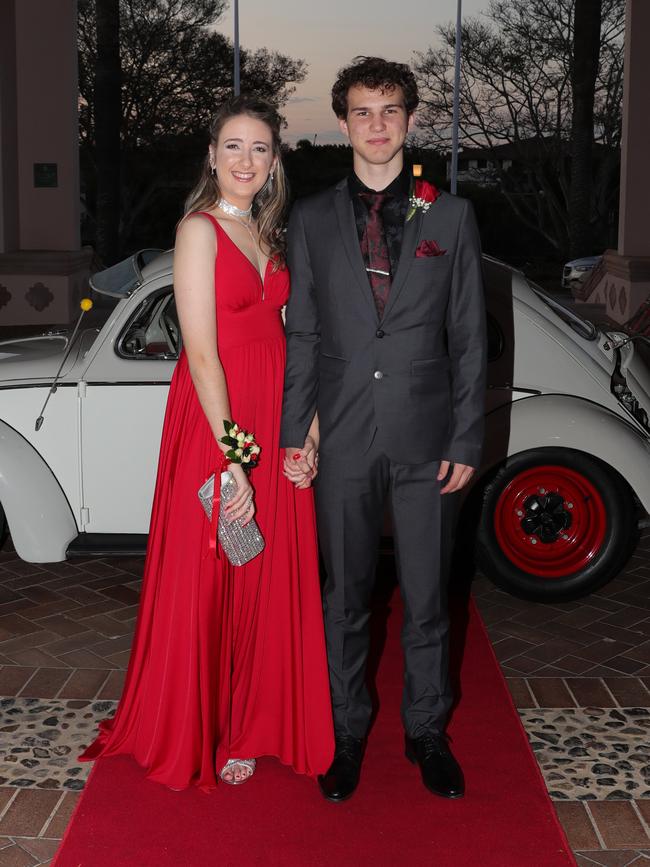 O Jasmine Bemet, 17, and Harrison Dunlop, 17, at the Ormeau Woods School formal at Links Resort, Hope Island. Picture: Glenn Hampson