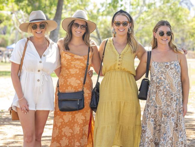 Tiarne Coxhill, Georgia Gates, Simone Tribe, Shae Stoltze at the Katherine Races 2022. Picture: Floss Adams.