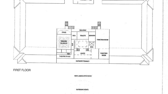 Upstairs floor plan drawing for option two.