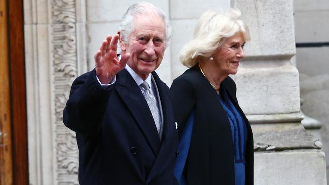 King Charles III and Queen Camilla are seen leaving The London Clinic on January 29, 2024 in London, England. The King has been receiving treatment for an enlarged prostate, spending three nights at the London Clinic and visited daily by his wife Queen Camilla. (Photo by Peter Nicholls/Getty Images)