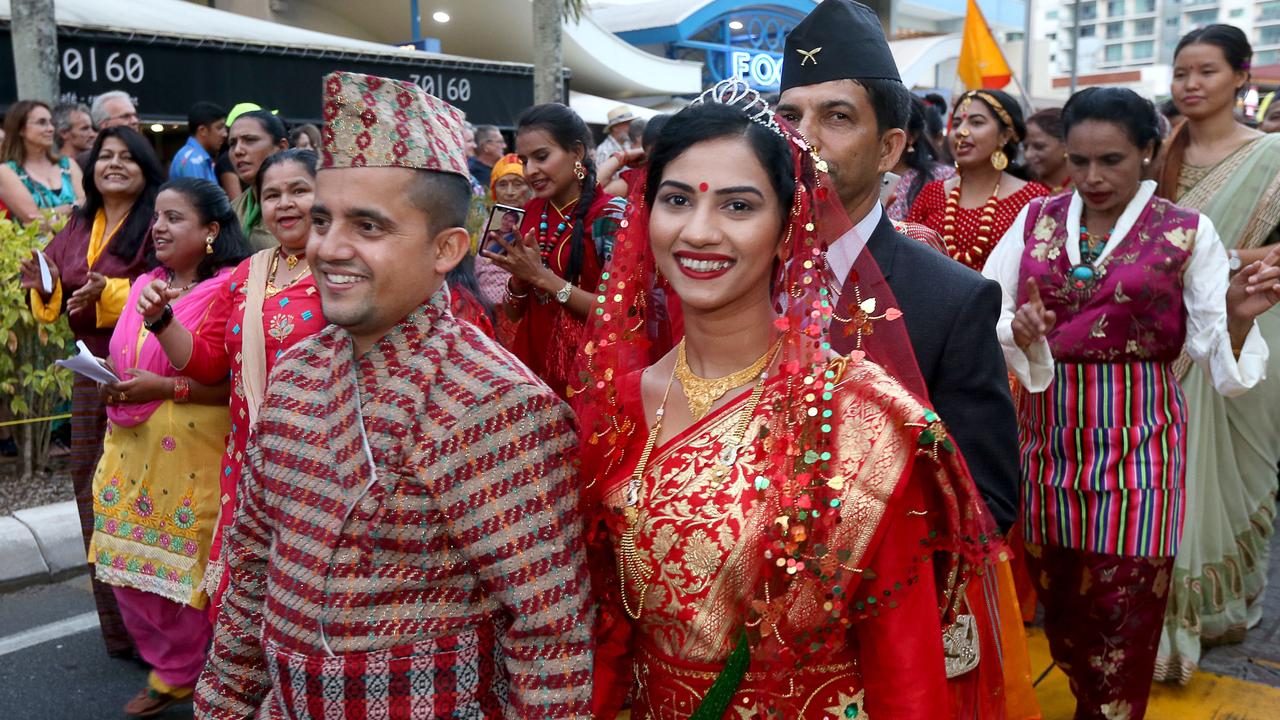 Cairns Bhutanese community float at the Cairns Festival grand parade. PICTURE: ANNA ROGERS