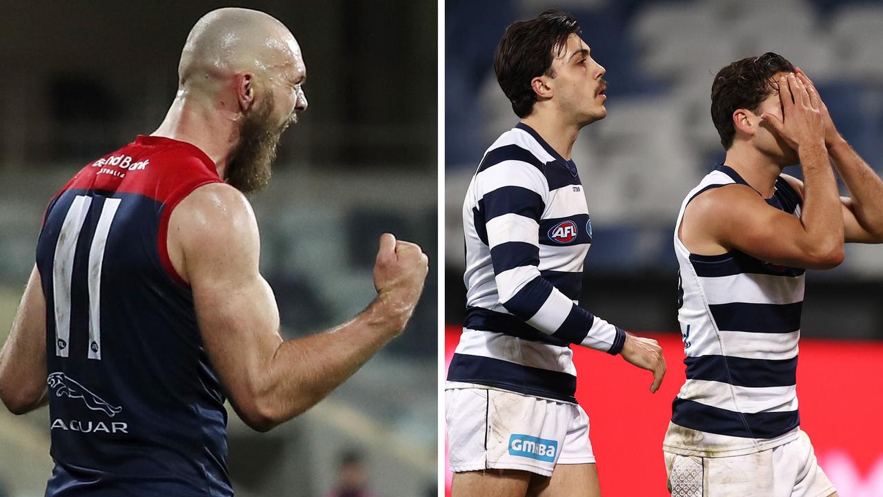 Melbourne stunned Geelong in the minor premiership decider.