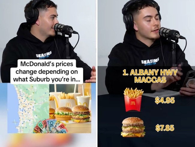 Perth TikTok stars the Macpack have uncovered that McDonald’s does indeed change its prices depending on the suburb you are in. Picture: The Macpack