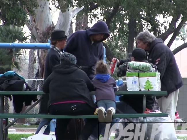 Generous ... the homeless man used the money to buy food for the hungry. Picture: YouTube/Josh Paler Lin