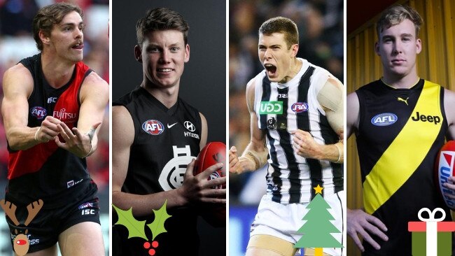 The Bombers, Blues, Pies and Tigers will be hoping these merry men will be able to provide some Christmas cheer in 2019.