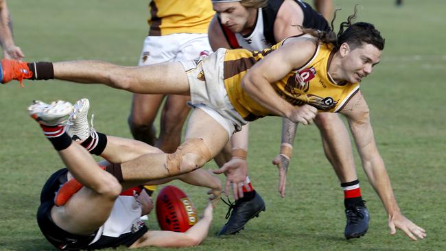 Hawks’ Corey Flint at a 2019 AFL Cairns Seniors match between Cairns Saints and Manunda Hawks. PICTURE: ANNA ROGERS