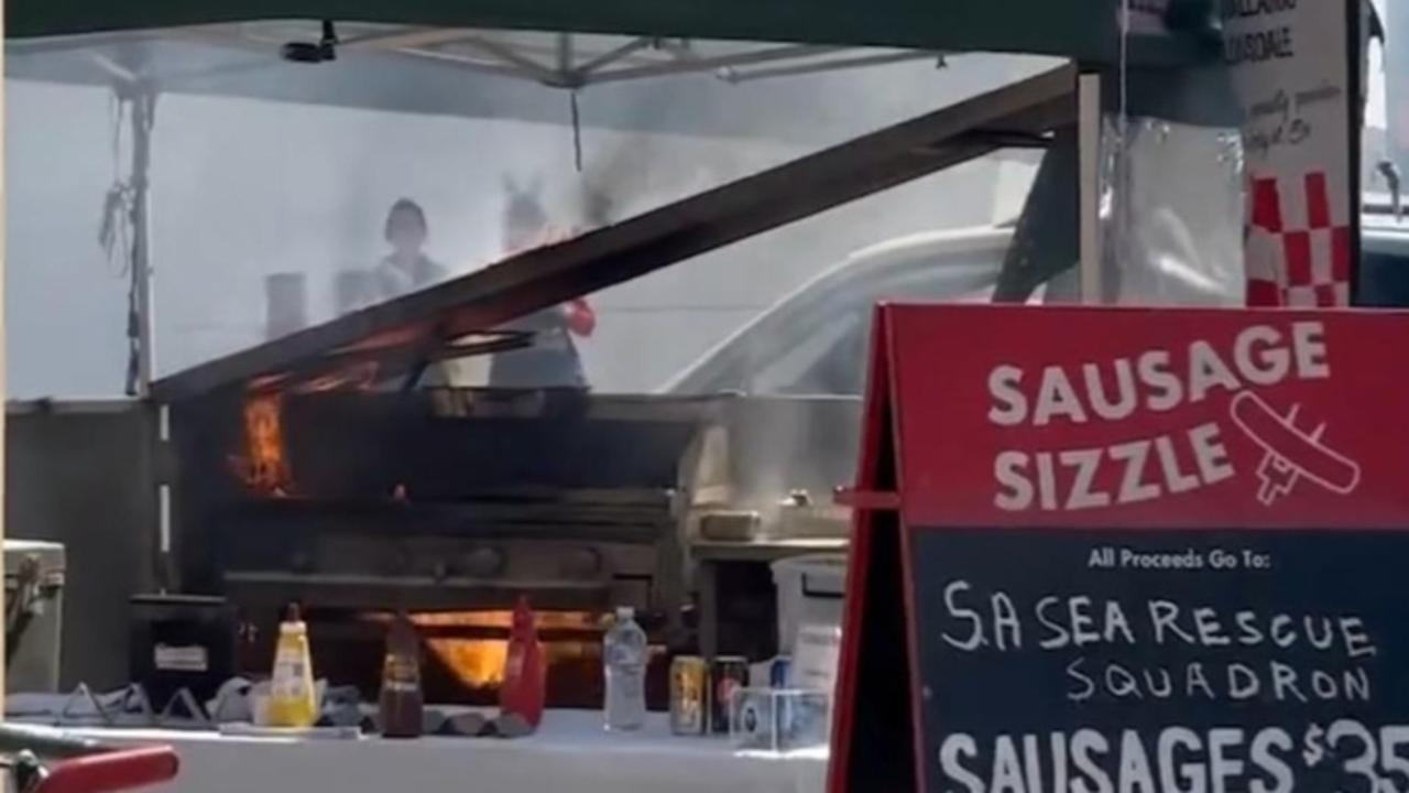 BBQ fire at the Bunnings store at Adelaide Airport. Picture 7News