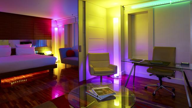 Vivid Suite at Hilton Sydney, with personalised lighting system.