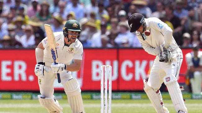 Travis Head batting on Friday. Picture: William West/AFP