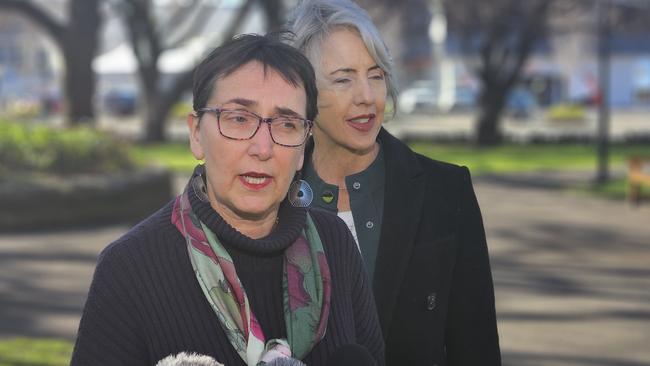 Greens MPs Helen Burnet alongside Rosalie Woodruff.