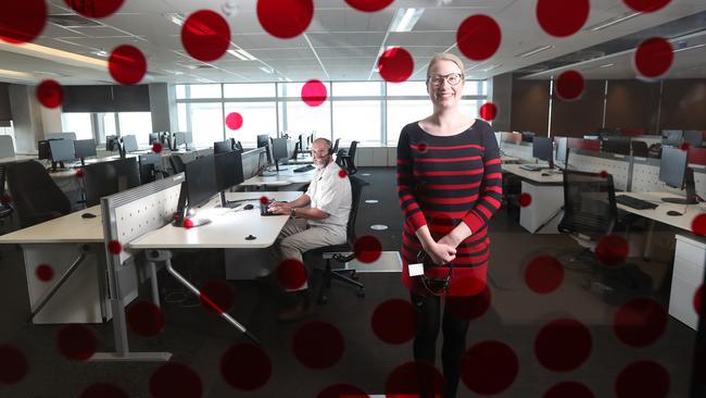 Amy Lower, a former Qantas employee and Mark Nash, a former Hughes Limousines employee are now part of the COVID-19 call team. Picture: Tait Schmaal