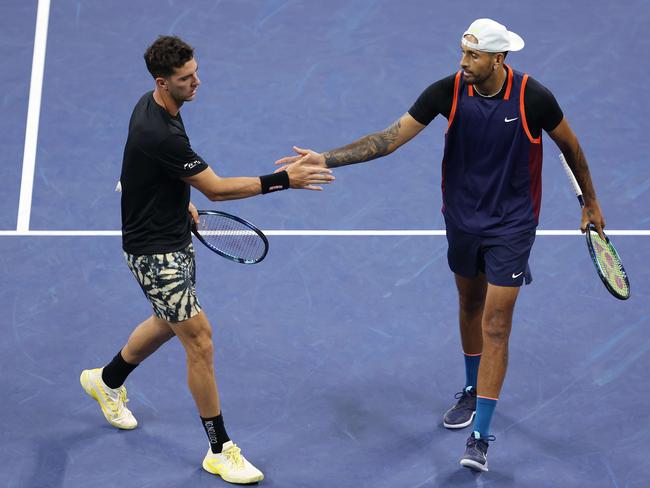 Nick Kyrgios has come to Thanasi Kokkinakis’ defence. Picture: Julian Finney/Getty Images/AFP