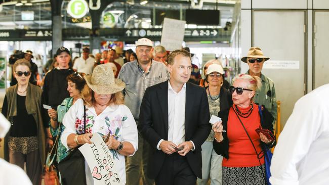 A protest to save the old Manly ferries organised by James Griffin, Manly MP. Picture: Dylan Robinson