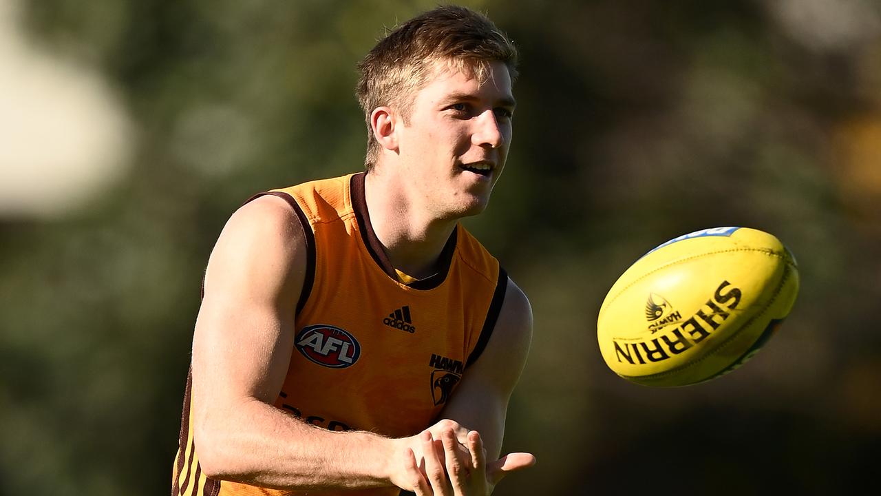 Dylan Moore might need to step up again in the midfield for Hawthorn. Picture: Quinn Rooney/Getty Images