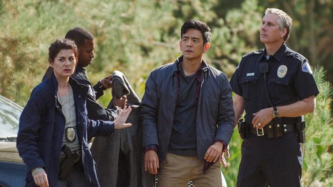 Debra Messing and John Cho in a scene from Searching.