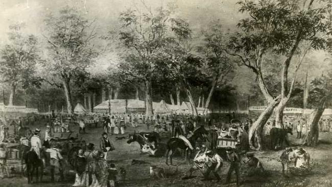 1846 — An artist’s impression of the Royal Agriculture and Horticulture Society's South Australian Autumn Show.