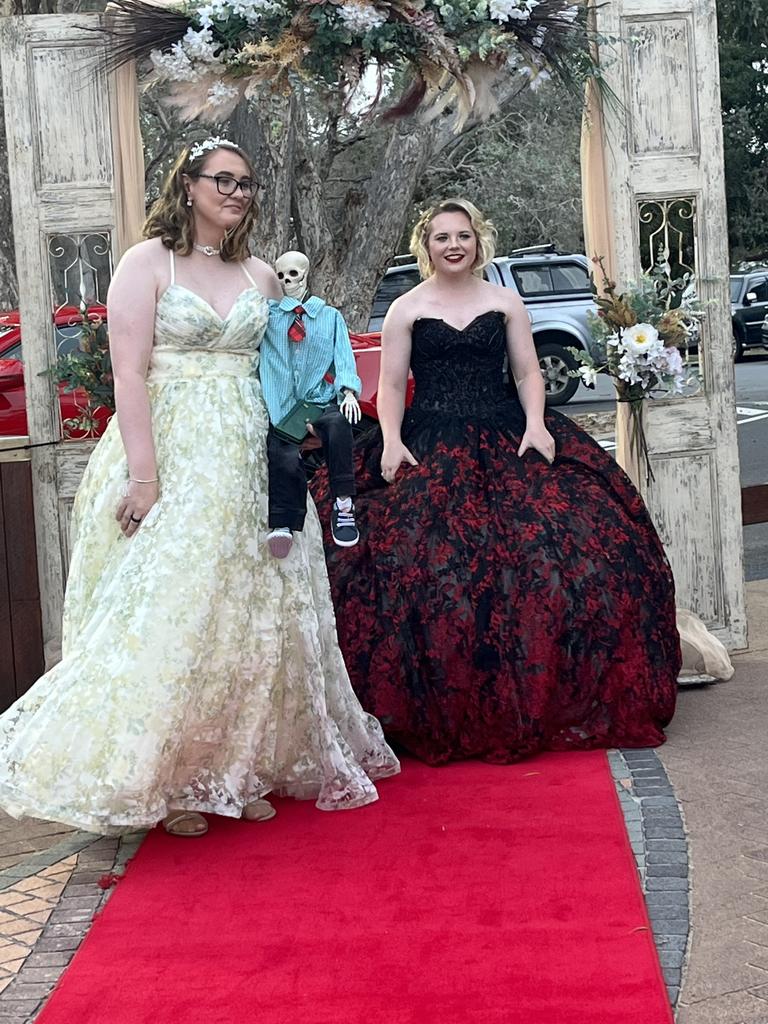 Abigail Jorgenson and Isabelle Howe arrive at the Hervey Bay State High School formal.