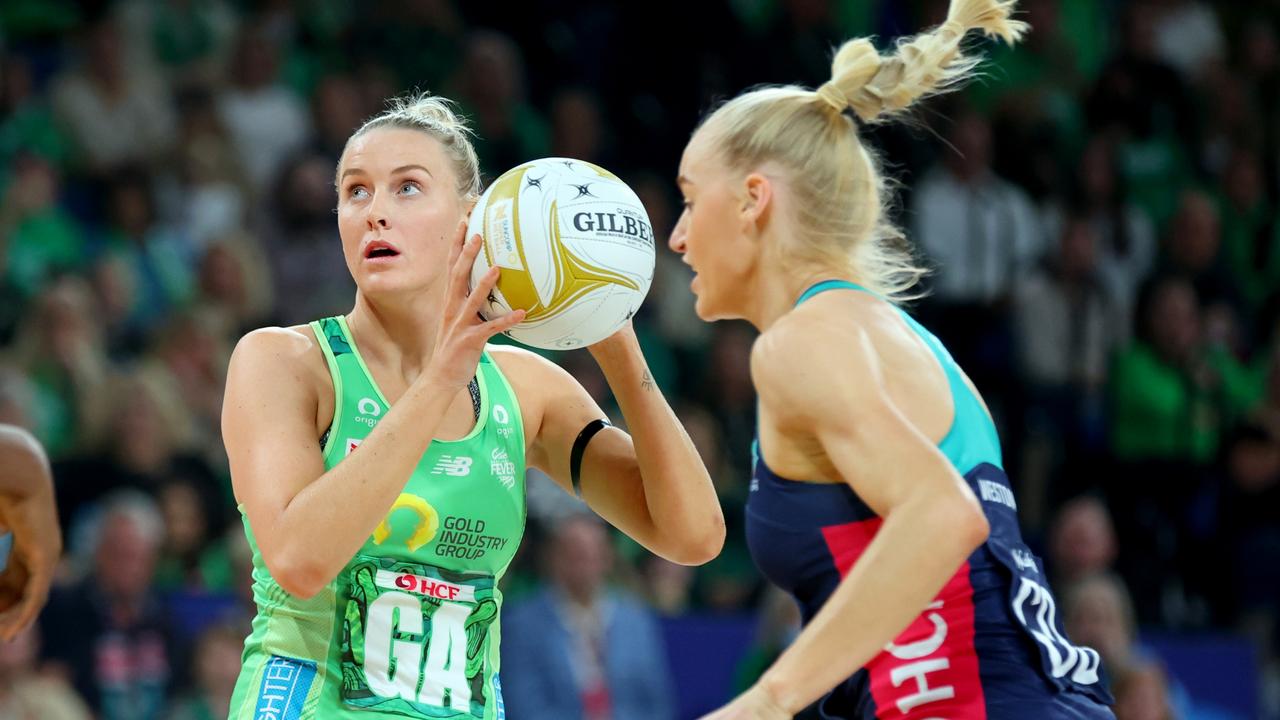 Sasha Glasgow looks to shoot as Fever were the dominant force in the Super Netball grand final at RAC Arena in Perth. Picture: James Worsfold/Getty Images