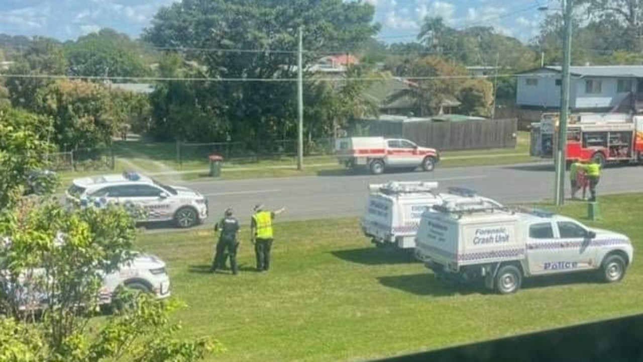 Police at the scene of the alleged hit and run