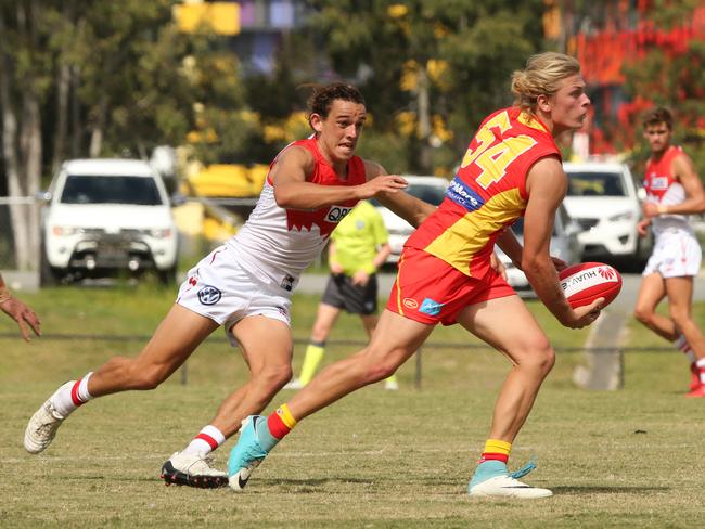 NEAFL Game playered in Southport Suns Vs Swans. Suns Player No54 Jarrod Mills Swans player No . Picture Mike Batterham