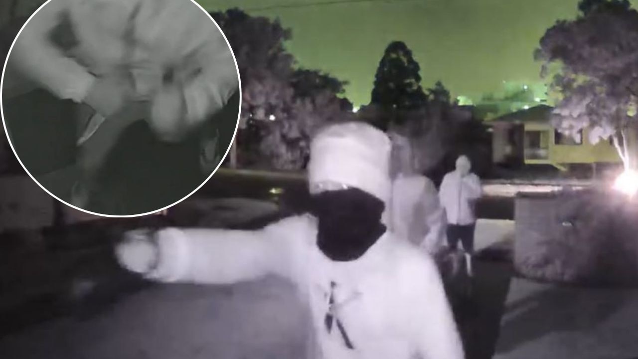 WATCH: Chilling moment knife-wielding teens confront homeowner