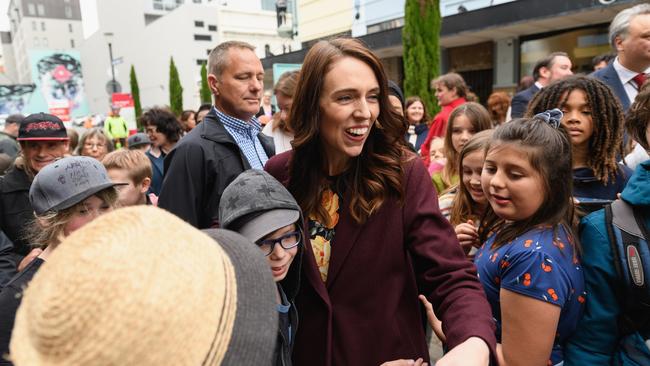 New Zealand Prime Minister Jacinda Ardern on the streets of Christchurch campaigning on Wednesday. Picture: Getty Images