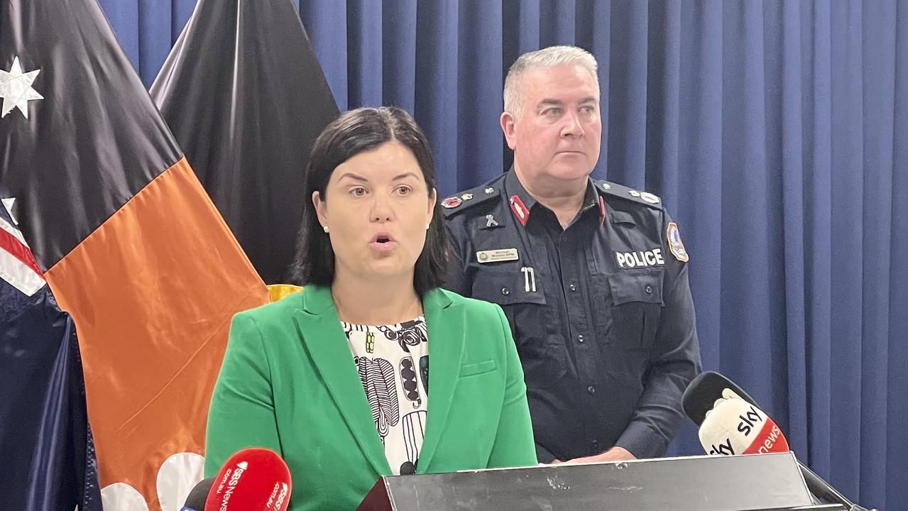 Chief Minister Natasha Fyles has announced an immediate review of bail laws and police powers across the Territory, alongside Deputy Commissioner Michael Murphy. Picture: Annabel Bowles