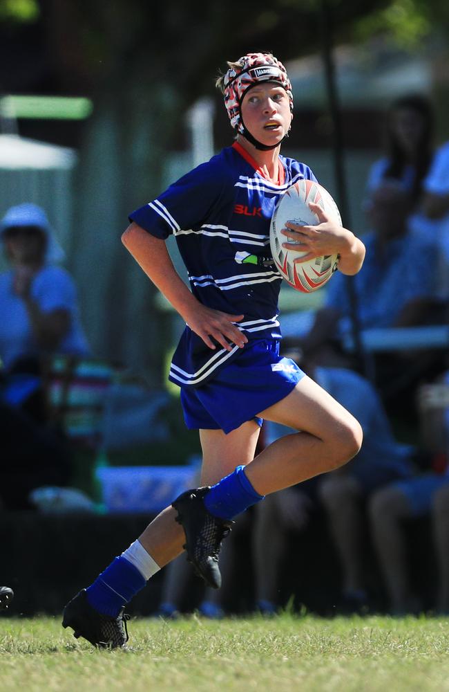 SURFERS PARADISE RUGBY, GOLD COAST , AUSTRALIA - April 10, 2021: Surfers Paradise Dolphins U14sv USQ Saints U14s - Day Two of King of the Country rugby tournament.Played at Surfers Paradise Eagles Rugby Ground at Southport. Picture: Scott Powick Newscorp
